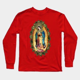 Our Lady of Guadalupe Mexican Virgin Mary Mexico Angels Tilma Aztec Queen of Heaven Long Sleeve T-Shirt